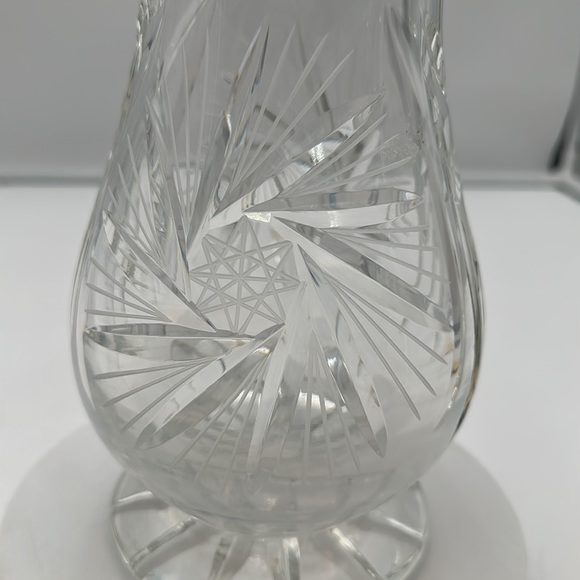 Vintage Wara Lead Crystal Hand Cut Clear Vase West Germany Star of David - Picture 9 of 16